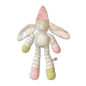 Zubels Knit Bunny Rabbit Striped Pink Hat 17 Inches Plush Floppy